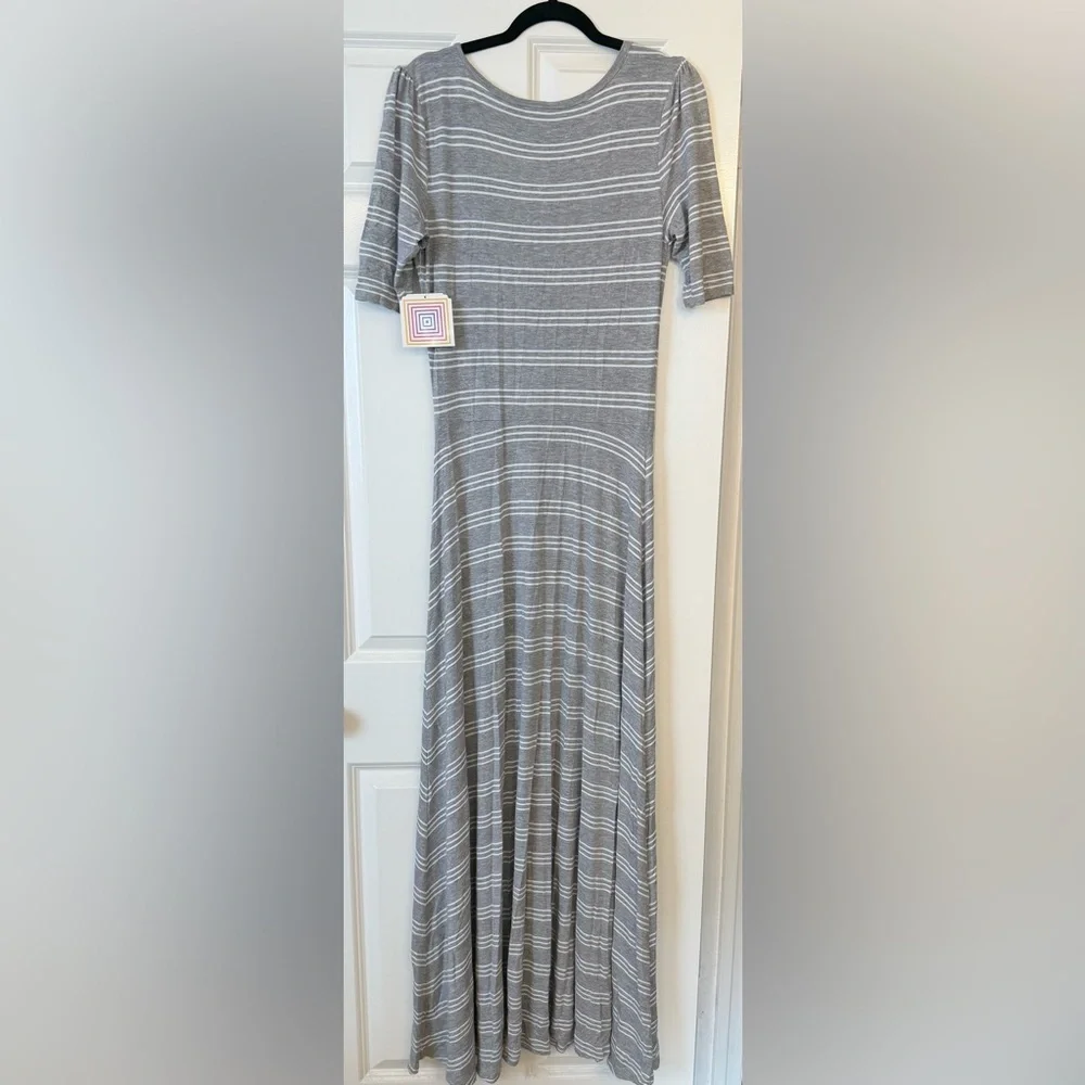 NWT LuLaRoe Anna Maxi Dress Gray and White Size Medium - Picture 6 of 7